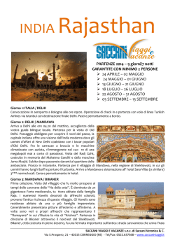 PARTENZE 2014 &ndash; 9 giorni/7 notti GARANTITE