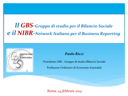 Il GBS-‐Gruppo di studio per il Bilancio Sociale e il NIBR
