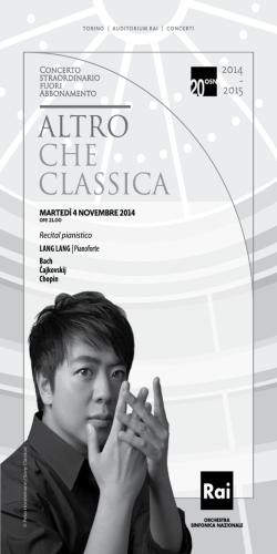 Lang Lang| Pianoforte Bach Čajkovskij Chopin martedì 4 novembre