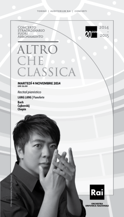 Lang Lang| Pianoforte Bach Čajkovskij Chopin marted&igrave; 4 novembre