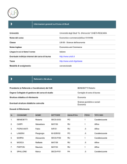 Referenti e Strutture Informazioni generali sul Corso di Studi