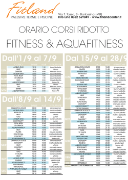 Fitland - Orario ridotto settembre 2014