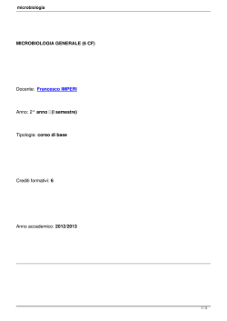 MICROBIOLOGIA GENERALE (6 CF) Docente