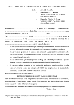 Modulo richiesta mancato freddo 2014