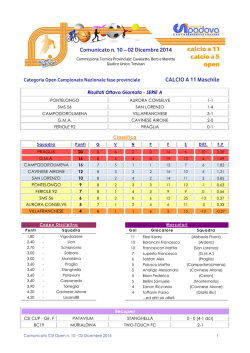 Comunicato CSI Open n. 10 - 02 Dicembre 2014
