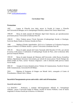Curriculum Vitae Formazione Incarichi d