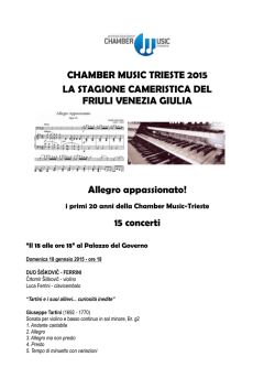 CHAMBER MUSIC TRIESTE 2015 LA STAGIONE CAMERISTICA