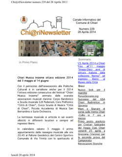 Canale informativo del Comune di Chiari Numero 229 28 Aprile