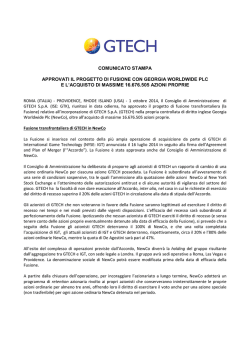 Approvati il Progetto di Fusione con Georgia Worldwide Plc