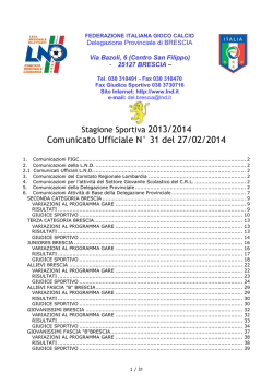 Comunicato Ufficiale n.31 Provinciale