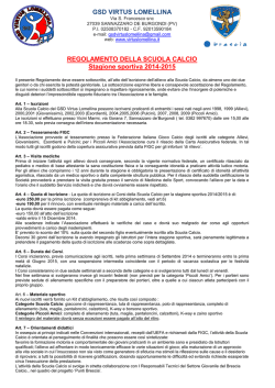 GSD VIRTUS LOMELLINA REGOLAMENTO DELLA SCUOLA