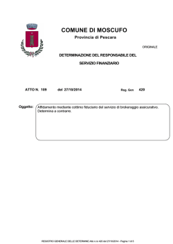 Determina a contrarre affidamento servizio di brokeraggio