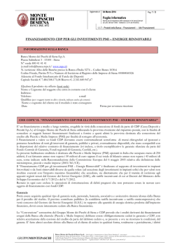 Foglio Informativo FINANZIAMENTO CDP PER GLI INVESTIMENTI