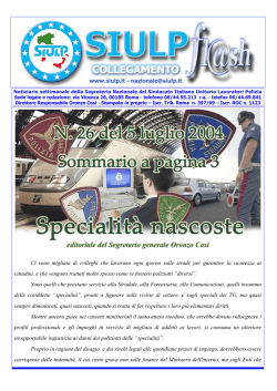 editoriale del Segretario generale Oronzo Cosi