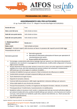 PROGRAMMA DEL CORSO COD. 2. AGGIORNAMENTO GRU PER