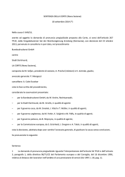 Corte di Giustizia 18 settembre 2014, C-549/13