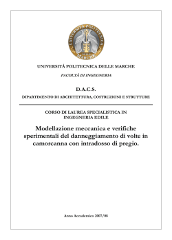 Modellazione meccanica e verifiche sperimentali del