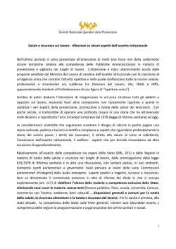 Salute e sicurezza sul lavoro: riflessioni su alcuni aspetti dell