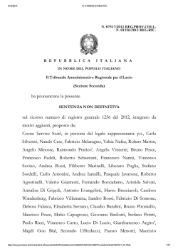 Sentenza Tar Lazio 7517 2012
