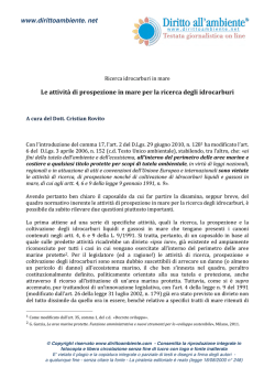 Rovito - Attivit&agrave; di prospezione idrocarburi in mare 3.12.14