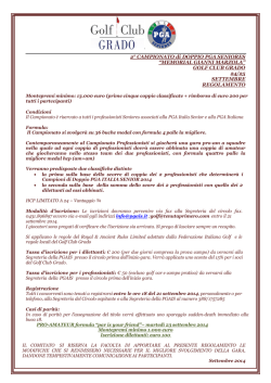 2&deg; CAMPIONATO di DOPPIO PGA SENIORES &ldquo;MEMORIAL GIANNI