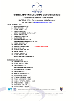 OPEN LA PINETINA MEMORIAL GIORGIO BORDONI