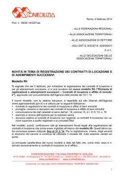 NOVIT&Agrave; IN TEMA DI REGISTRAZIONE DEI
