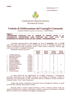 Convenzione stipulata tra il Comune di Vedano Olona e la