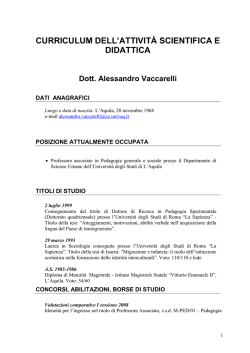 Alessandro Vaccarelli - Dip. di Scienze umane