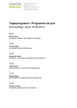 Tagesprogramm / Programme de jour Donnerstag