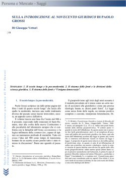 G. VETTORI, Sulla Introduzione al Novecento giuridico di Paolo Grossi