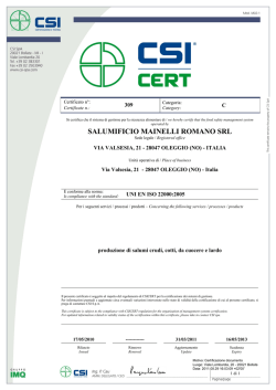 Certificato ISO 22000