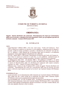 ORDINANZA n. 7 del 27 gennaio 2014 Disciplina degli orari e