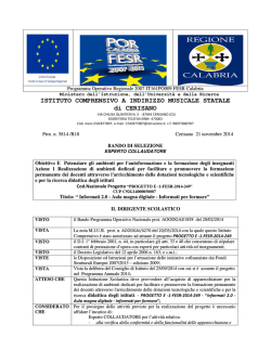 Bando di Selezione Esperto Collaudatore Progetto E-1-FESR