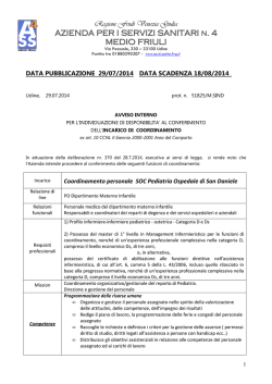 avviso coord inf Pediatria HSD - Azienda per i Servizi Sanitari n. 4