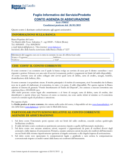 Foglio Informativo Conto Agenzia di Assicurazione