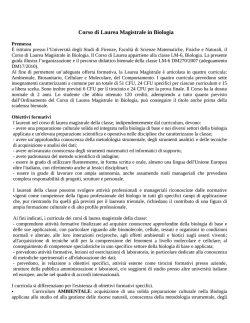 Guida dello Studente - Corso di Laurea Magistrale in Biologia