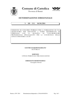 DETERMINAZIONE DIRIGENZIALE 245 Anno 2014