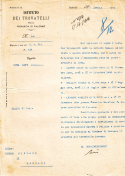 Istituto dei Trovatelli della Provincia di Palermo Anno
