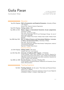 Giulia Pavan &ndash; Curriculum Vitae