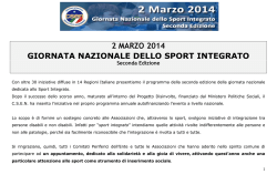 2 MARZO 2014 GIORNATA NAZIONALE DELLO SPORT INTEGRATO
