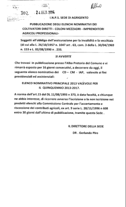 inps sede di agrigeimto pubblicazione degli elenchi nominativi dei