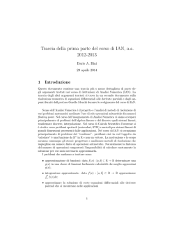 Traccia della prima parte del corso di IAN, a.a. 2012-2013