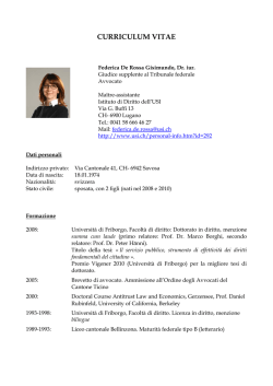 curriculum vitae - Universit&agrave; della Svizzera italiana