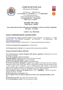 COMUNE DI PANICALE (Provincia di Perugia) BANDO DI GARA