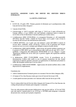 Carta Servizio Idrico Integrato - Acquedotto