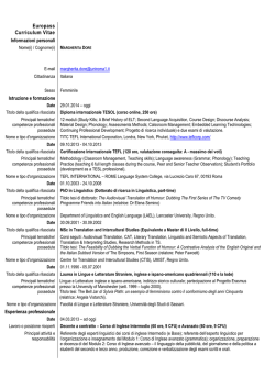 Europass Curriculum Vitae - Facolt&agrave; di Architettura