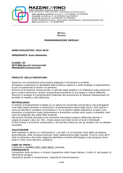 PROGRAMMAZIONE INIZIALE ANNO SCOLASTICO: 2014