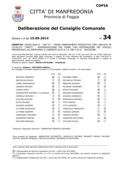 Deliberazione di Consiglio Comunale n. 34 del 15/09/2014