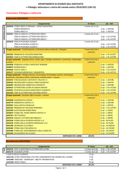 LM15 Filologia, Letterature e Storia del Mondo Antico a.a. 2014